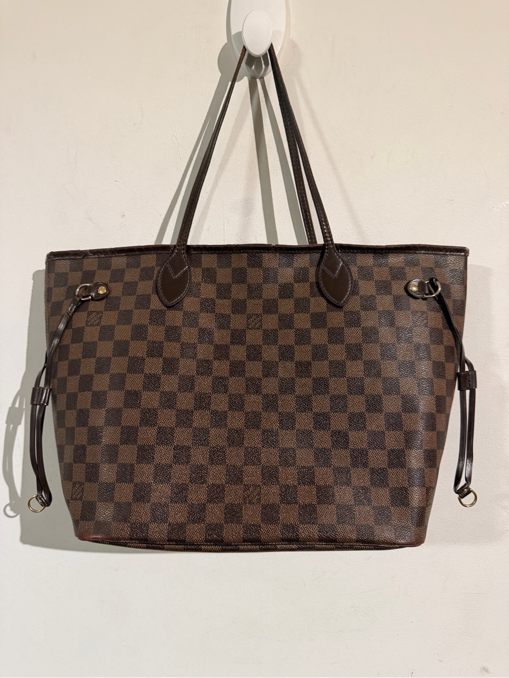 Louis Vuitton Damier Ebene Brown Checkered Tote Bag MM